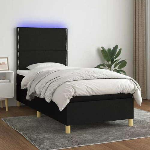  Box spring postelja z vzmetnico LED črna 80x200 cm blago, (20898973)
