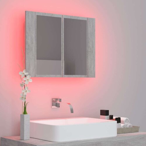 VidaXL LED kopalni&amp;scaron;ka omarica z ogledalom betonsko siva 60x12x45 cm Slike