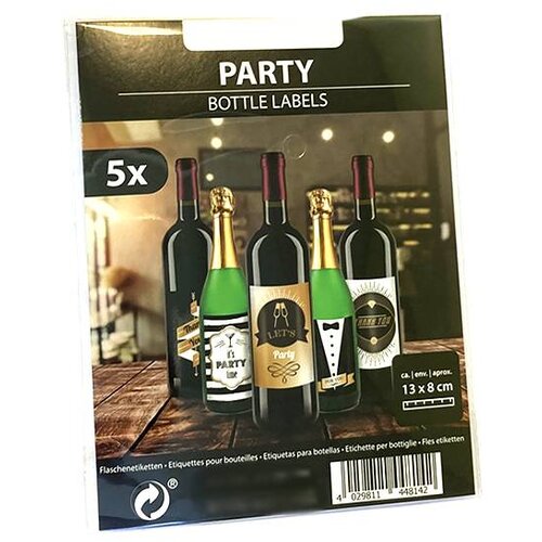  Nalepke za steklenice, Fancy 5 kos - Party Slike
