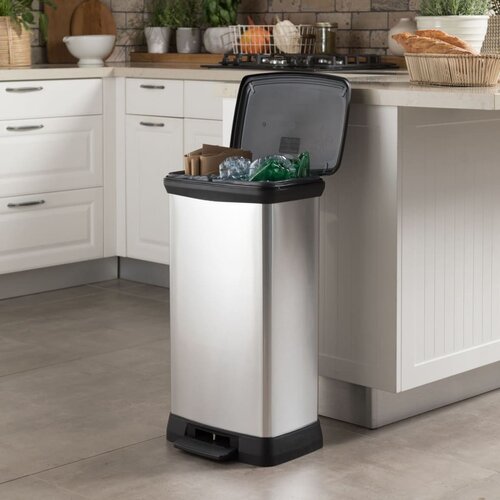 Curver Duo Smetnjak s pedalom Deco 23 L + 23 L srebrn Cene