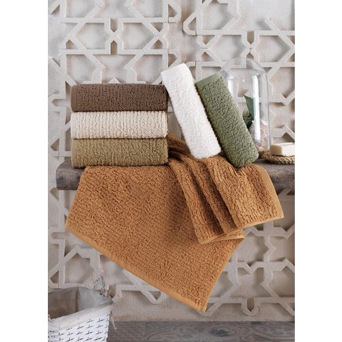  Verona browncreamwhitekhakigreen hand towel set (6 pieces) Cene