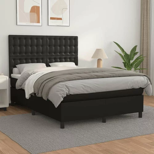  Box spring postelja z vzmetnico črn 140x200 cm umetno usnje, (20723773)