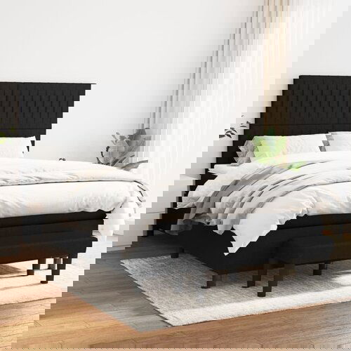  The Living Store Box spring posteljni z vzmetnico črn 140x190 cm blago - Box Spring Postelja, (21514865) Cene