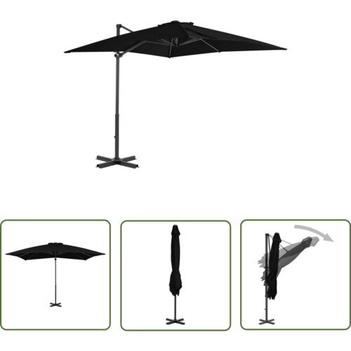  The Living Store Vrtni senčnik z aluminijastim drogom črn 250x250 cm - Previsni Senčnik, (21743026) Slike