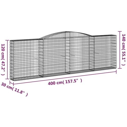  Lučne gabionske ko&amp;scaron;are 5 kom 400x30x120/140cm pocinčano željezo Slike
