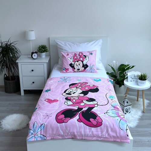 Jerry Fabrics Ružičasta pamučna dječja posteljina za dječji krevetić 100x135 cm Minnie Flowers &amp;ndash; Slike