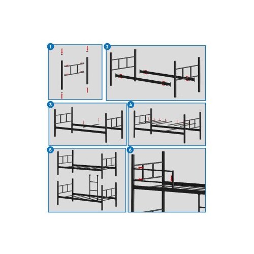 Hanah home Defne krevet na sprat, 90x200 cm, crna Slike
