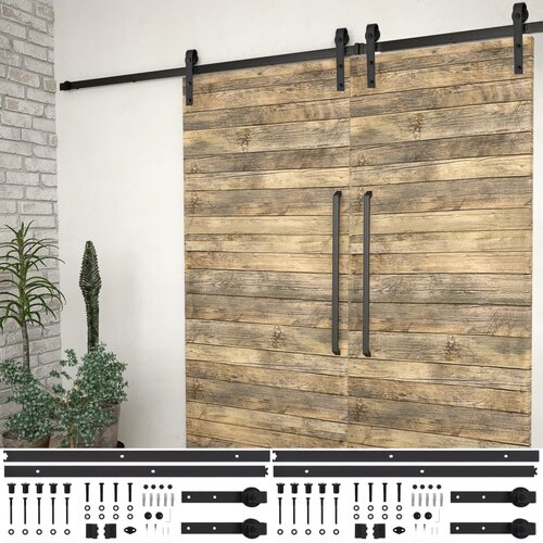 vidaXL Komplet opreme za drsna vrata 2 kosa 183 cm jeklo črne barve Cene