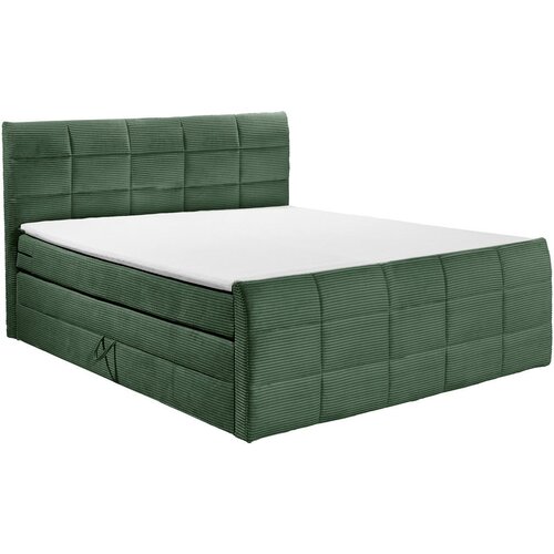 MID.YOU POSTELJA BOXSPRING 180 cm x 200 cm , tekstil, leseni material olivno zelena Slike