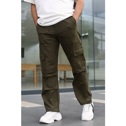 Madmext Khaki Wide Leg Cargo Pocket Men's Trousers 6826 Slike