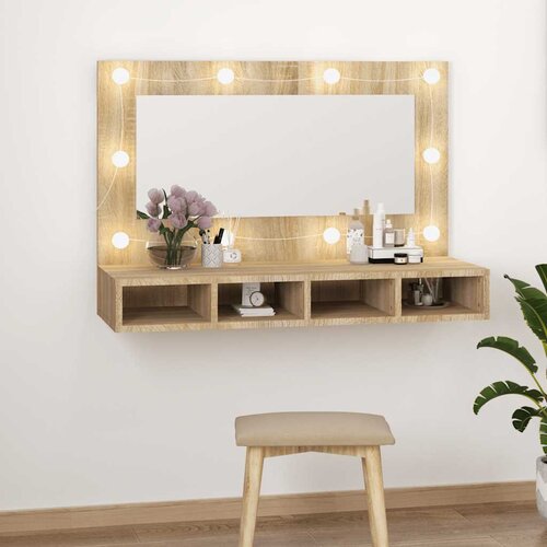 Ormarić s ogledalom LED boja hrasta sonome 90 x 31,5 x 62 cm Cijene