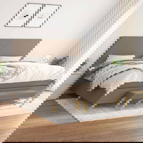  Box spring postelja z vzmetnico taupe 180x200 cm blago, (20788919) Cene