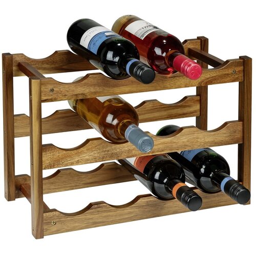Wenko Držač za boce vina od masivnog bagrema u prirodnoj boji broj boca 12 kom 42x28x21 cm Fondi – Cijene