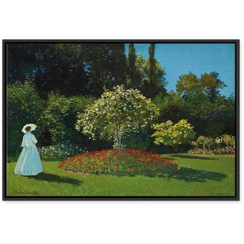  Slika - Claude Monet – Woman in the Garden 90x60 U crnom drvenom okviru Cene