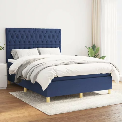 Box spring postelja z vzmetnico modra 140x200 cm blago, (20896489)
