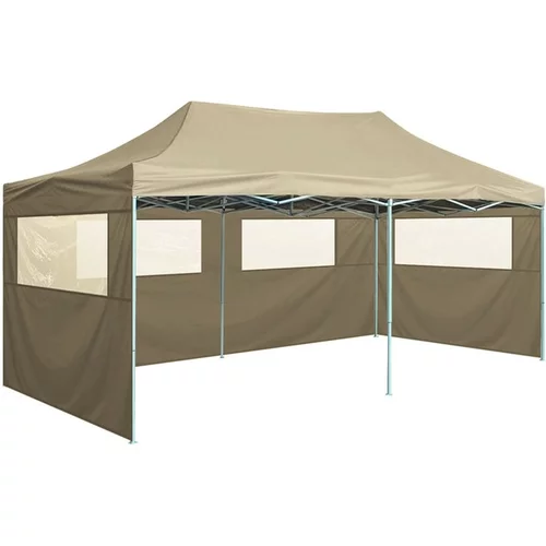  profesionalen zložljiv vrtni šotor s 4 stranicami 3x6 m krem