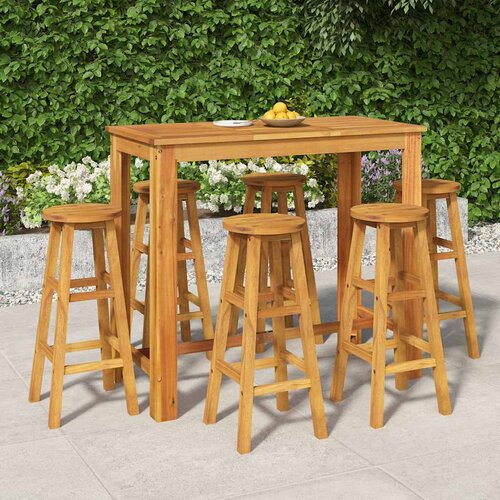  7-dijelni vrtni barski set od masivnog bagremovog drva Smeđa 120 cm table length Cene