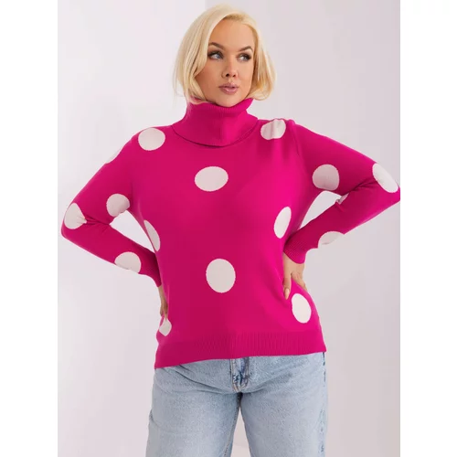 Fashion Hunters Plus-size fuchsia sweater with polka dots