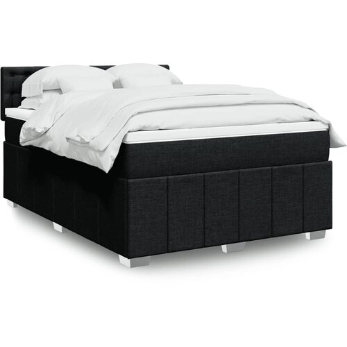 vidaXL Box spring postelja z vzmetnico črna 140x200 cm blago Cene