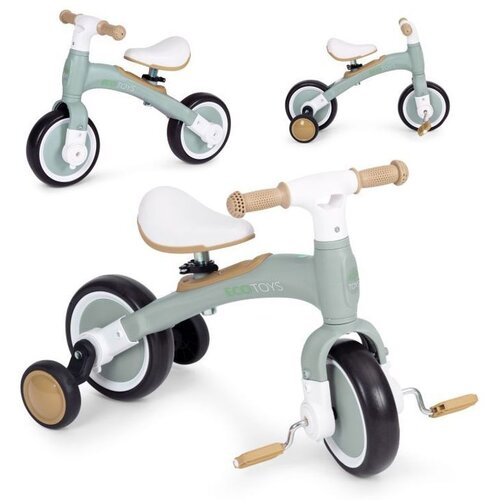 ECO TOYS ECOTOYS Balans Bicikl sa Pedalama i Pomoćnim Točkovima 3u1 - Green Slike