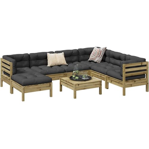  8-dijelni set vrtnih sofa s jastucima od impregnirane borovine Slike