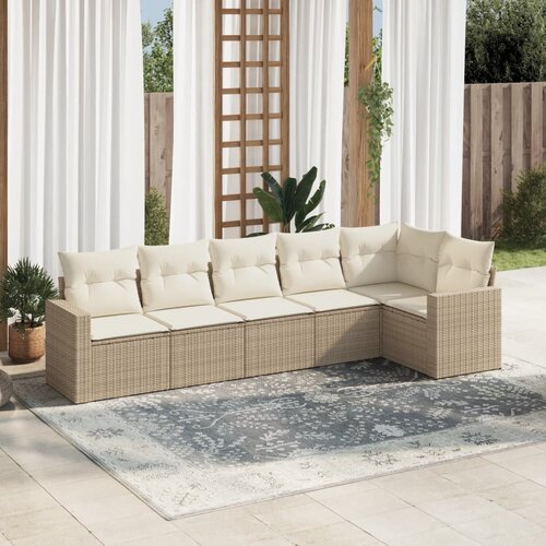 VidaXL 6-dijelni set vrtnih sofa s jastucima bež od poliratana Slike