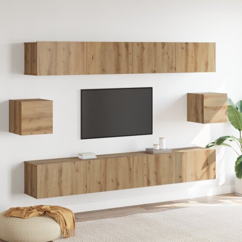 vidaXL Set TV komoda s policom Zidne s pohranom s vratima 6 pcs Stari zanatski 100 x 30 x 30 cm Cijene