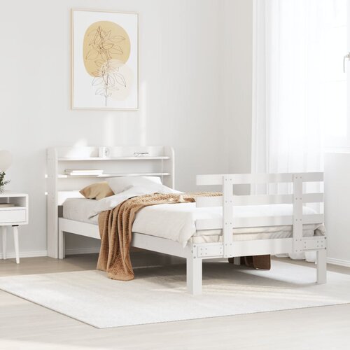 vidaXL Posteljni okvir z vzglavjem brez vzmetnice bel 100x200 cm Cene