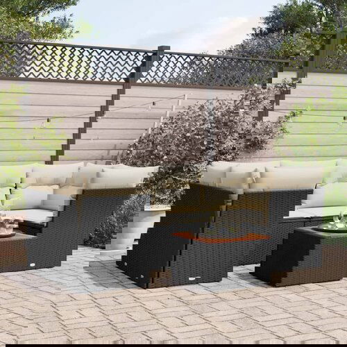 VidaXL 7-dijelni set vrtnih sofa od poliratana s jastucima crni Slike