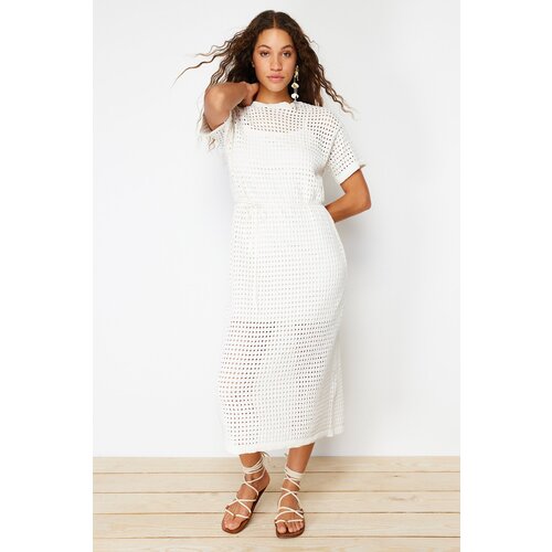 Trendyol Ecru Limited Edition Lined Knitwear Maxi Dress Slike