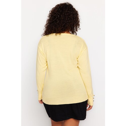 Trendyol Curve Plus Size Sweater - Yellow - Relaxed fit Cene