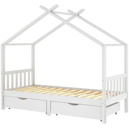 Maison Chic Otroška postelja - Otroški ležaj - Otroški posteljni okvir s predali bela trdna borovina 90x200 cm, (21698318) Cene
