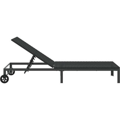 VidaXL Črn Poli ratan 200 x 54 x 27 cm Ergonomski Zložljiv ležalnik Slike