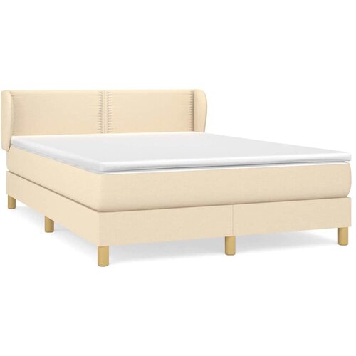  Krevet s oprugama i madracem krem 140x200 cm od tkanine Slike