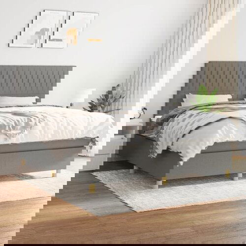 VidaXL Okvir kreveta s oprugama i madrac svjetlosivi 180x200cm tkanina Slike