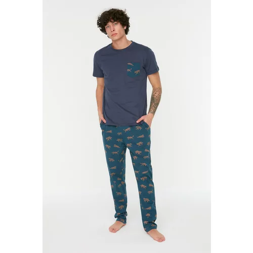 Trendyol Pajama Set - Navy blue - Animal print