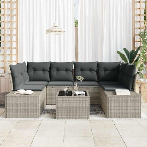  Sjedeća garnitura za vrt 8 kom. Svijetlo siva i tamno siva Svjetlosiva 239 x 62 x 69 cm Slike