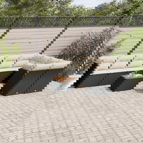  The Living Store Vrtna sedežna garnitura 10-delna z blazinami črn poli ratan - Vrtna Sedežna Garniture, (21477963) Cene