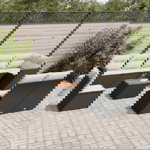 vidaXL 9-dijelni set vrtnih sofa s jastucima crni od poliratana Cijene