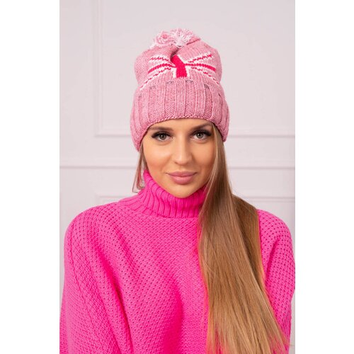 Kesi Cap with pompom Elizabeth K386 dark pink Slike