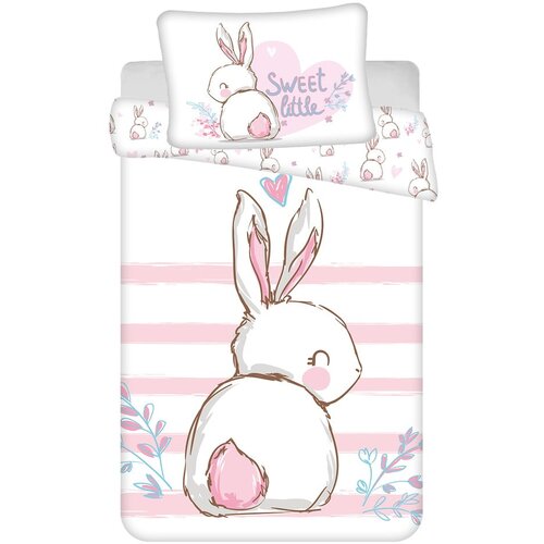 Jerry Fabrics Bijela/ružičasta pamučna dječja posteljina za dječji krevetić 100x135 cm Bunny &amp;quot;Sweet&amp;quot; &amp;ndash; Slike