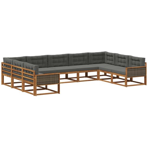 vidaXL Zunanja garnitura za sedenje 9 pcs Naravna in antracitna, (5000281270) Cene
