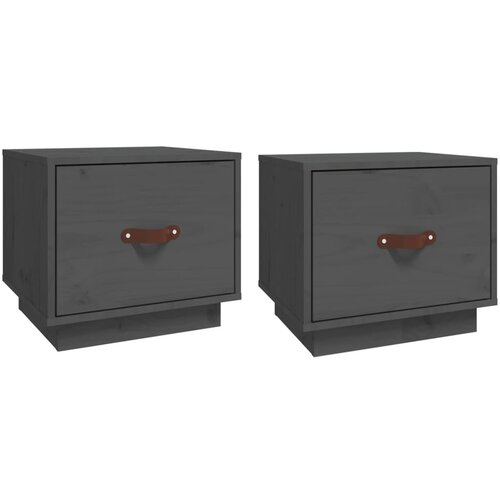 Maison Chic Dvo delni komplet Nočne omarice - Nočne mize siva 40x34x35 cm trdna borovina, (21687420) Slike
