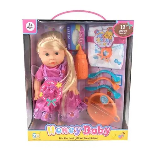 Magic Toys Svetlolasa lutka z jedilnim priborom, dodatki in zvokom Cene
