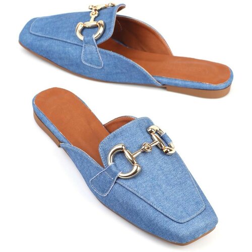 Capone Outfitters Capone Short Toe Denim Jean Medium Blue Jeans Women's Slippers Slike
