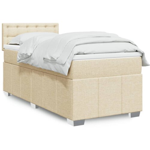 vidaXL Box spring postelja z vzmetnico krem 90x200 cm blago Cene