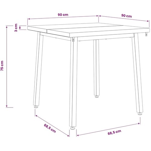  90 x 90 x 75 cm Čvrsto drvo akacije Prirodna i crna Četvrtasti - Prirodna i crna 90 x 90 x 75 cm Četvrtasto Slike
