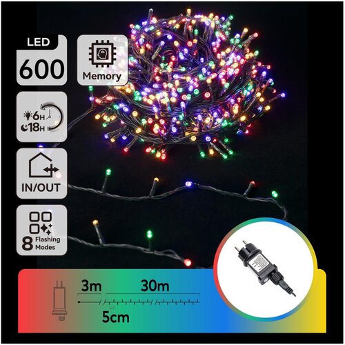 Aigostar led rgby spolja&scaron;nja božićna girlanda 600xLED/6W/230V/8 funkcija 30m IP44 Cene