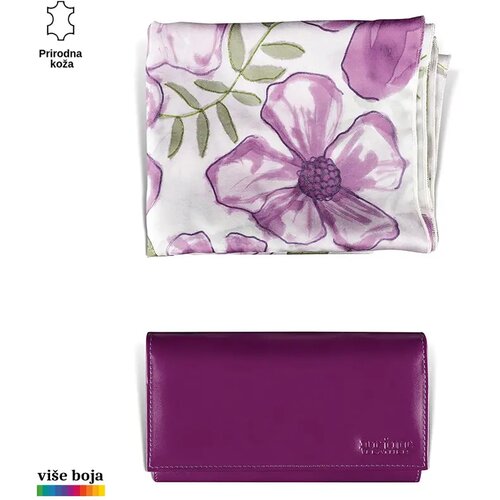 PRINC LEATHER Ženski poklon set e&scaron;arpa i novčanik, Ljubičasti Cene