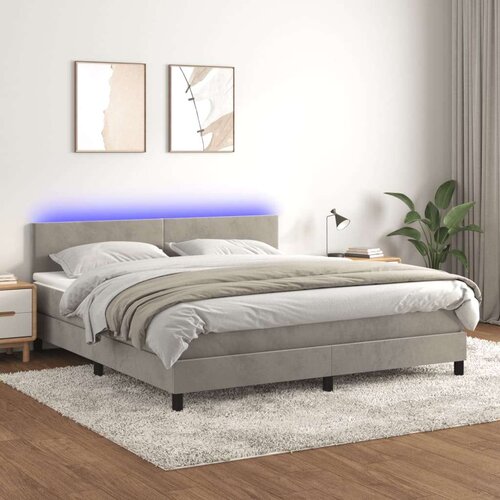  Box spring s madracem LED svjetlosivi 160x200 cm bar&amp;scaron;un Slike